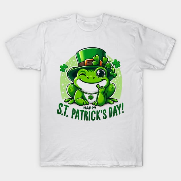 St Patricks Day Frog Face Saint Pattys Paddys Men Women Kids T-Shirt by click2print